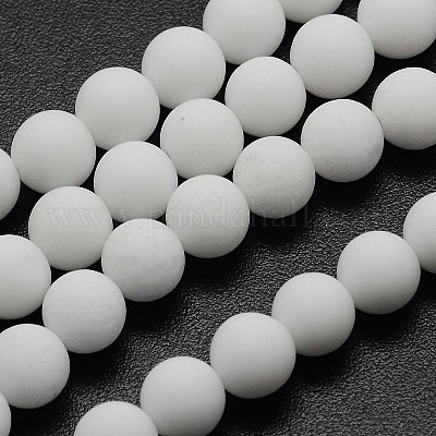 White Jade Beads - Round, Frosted